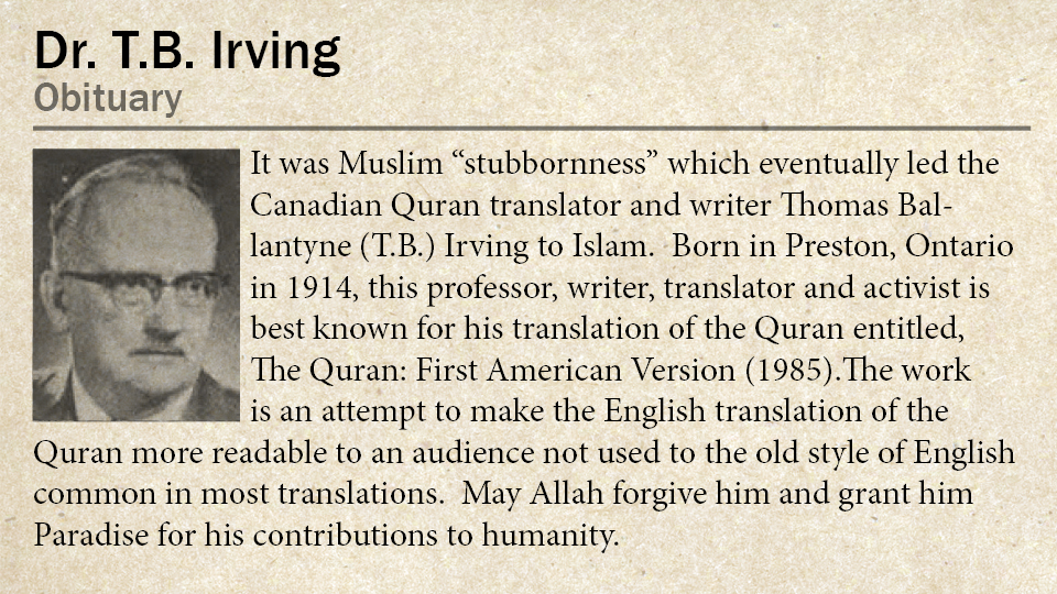 Dr T B Irving Passes Away SoundVision