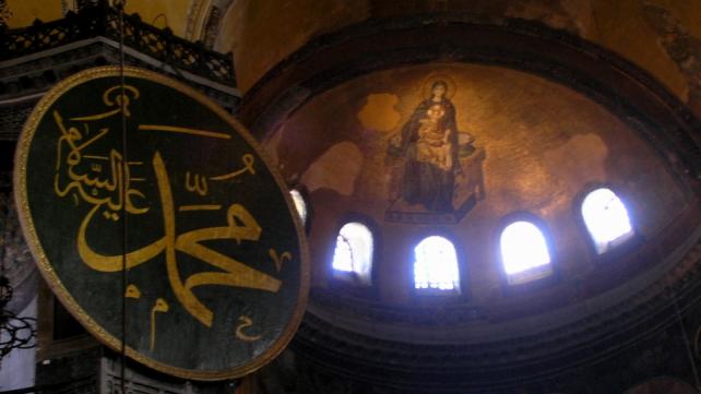 An Icon of Mary still visible in the Hagia Sophia