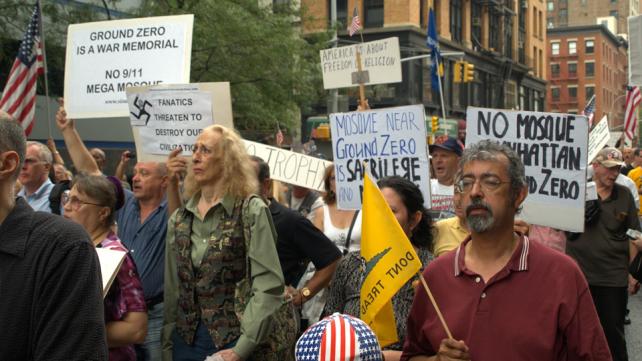 Protestors at the site for the Park51 Mosque