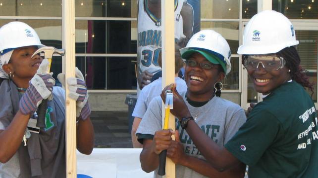 Volunteers with Habitat for Humanity