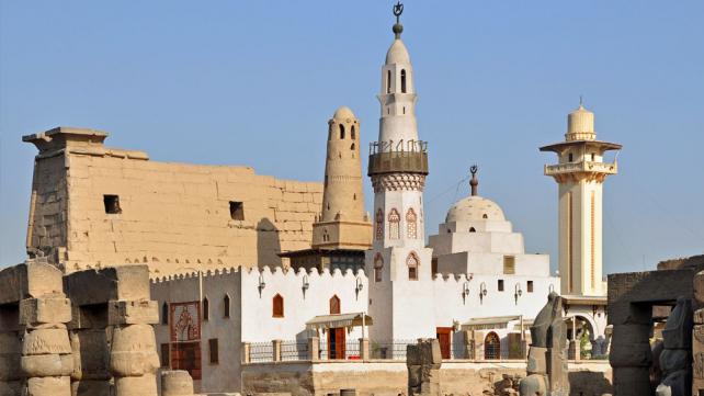 An Egyptian mosque among ancient ruins