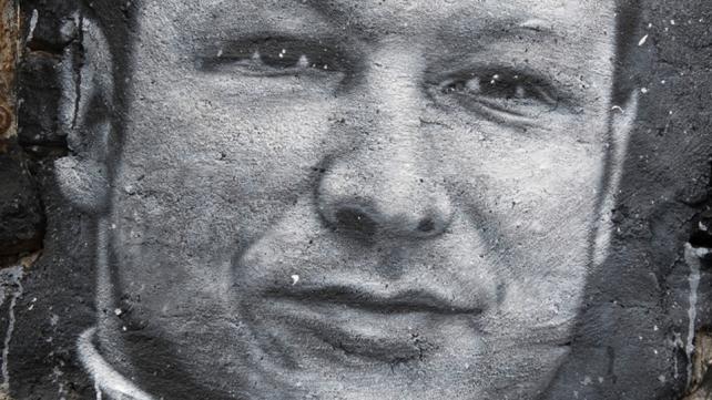 Graffito of the Norwegian assassin and convicted murderer Anders Behring Breivik