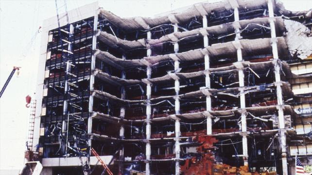 Oklahoma City, OK, April 26, 1995 -- A scene of the devastated Murrah Building following the Oklahoma City bombing. FEMA News Photo