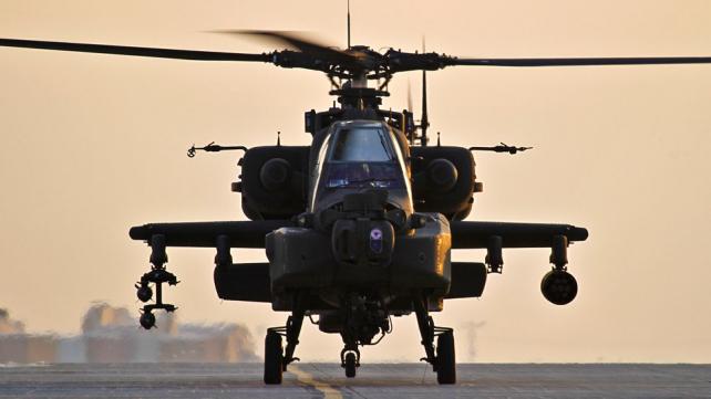 A U.S. Army AH-64 Apache attack helicopter 