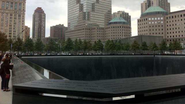 A view of the fountain located within the site of the North Tower of the World Trade Center