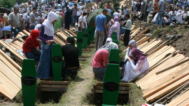 New graves for victims of the Srebrenica genocide in 1995. Burial took place on 11 July 2010