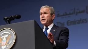 President George W. Bush delivers remarks in Abu Dhabi, United Arab Emirates,