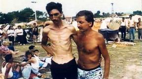 Trnopolje Camp near Prijedor, Bosnia-Herzegovina, 1992.  "Photograph provided courtesy of the ICTY.".